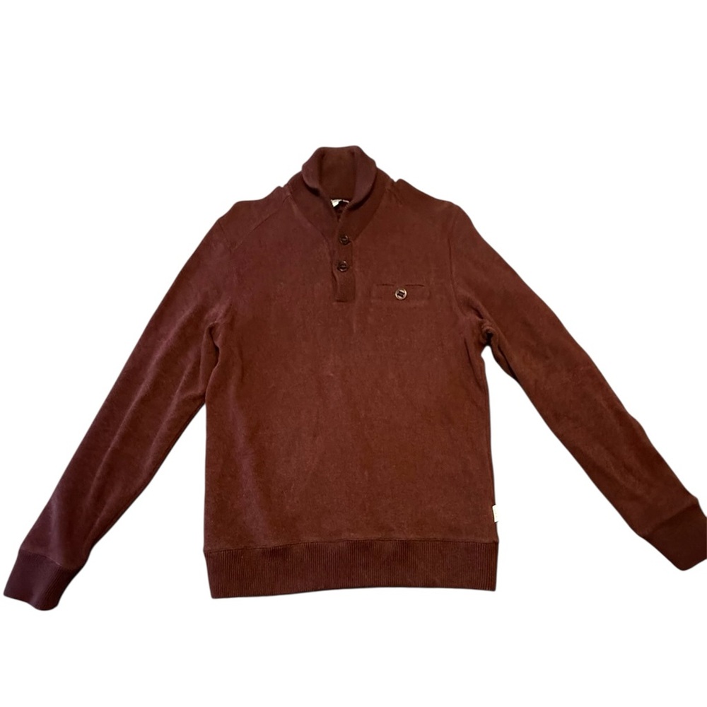 Ted Baker Men's Maroon Quarter Button up Knit Sweater Size 3/Medium